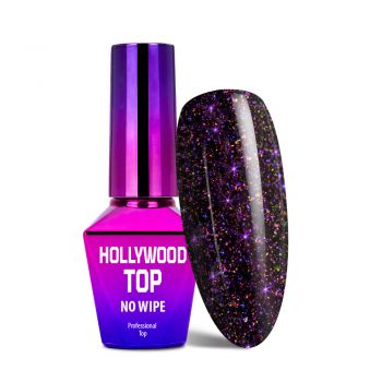 Hollywood Top Coat cu sclipici Molly Lac fara degresare- Violet Show - HT-G5 - EVERIN de firma original