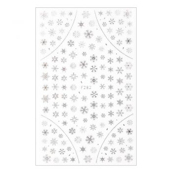 Sticker decor unghii model iarna/Craciun F282 Fulgi Argintii - F282AURIU - EVERIN