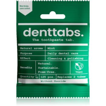 Denttabs Natural Toothpaste Tablets without Fluoride pastă de dinți fără fluor tablete