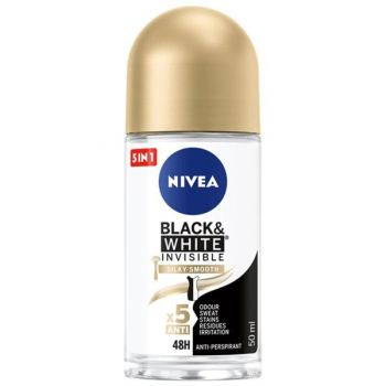 Deodorant Roll-On - Nivea Black&White Invisible Silky Smooth, 50 ml