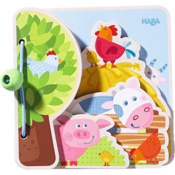 Haba Wooden Book Farm carte educativă contrastantă din lemn