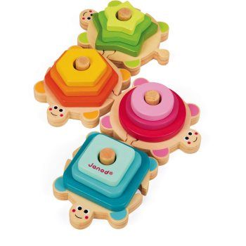 Janod Wooden Stackable Turtles jucărie interactivă cu piese care se pot insera din lemn