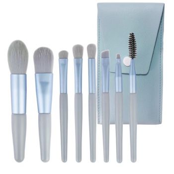 Pensule Machiaj Baby Blue cu Husa, Set 8