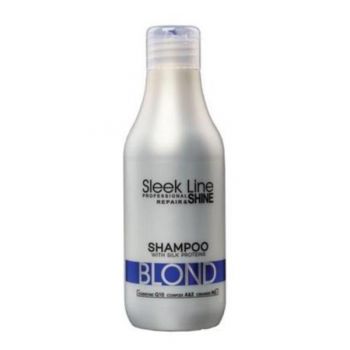 Sampon Blond Sleek Line contine pigment neutralizant albastru, 300ml ieftin