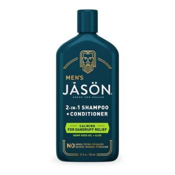 Sampon si Balsam Calmant, Anti-Matreata, cu Canepa si Aloe Vera - Jason Men's 2 in 1 Shampoo + Conditioner Calming for Dandruff Relief, 355 ml