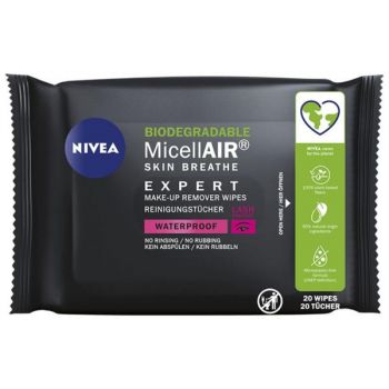 Servetele Demachiante Micelare - Nivea MicellAir Expert Waterproof, 20 buc