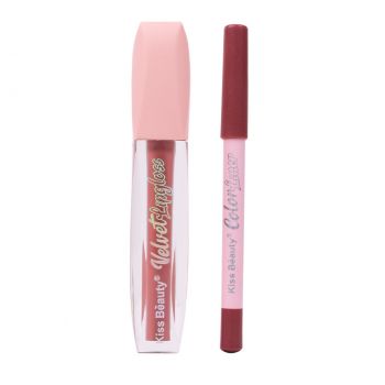 Set 2 in 1 Lip Gloss & Color Liner Kiss Beauty #01