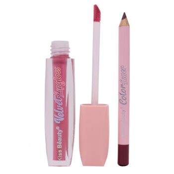 Set 2 in 1 Lip Gloss & Color Liner Kiss Beauty #05