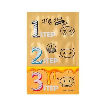 Kit pentru indepartarea punctelor negre in 3 pasi Pig Nose Honey Gold, Holika Holika, 6.5 g