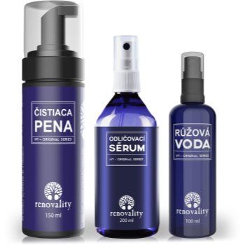 Renovality Odličovací sérum, Čistící pěna a Růžová voda set cadou (pentru toate tipurile de ten) pentru femei