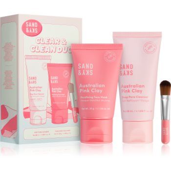 Sand & Sky Australian Pink Clay Clear & Clean Duo set pentru îngrijirea pielii de firma original