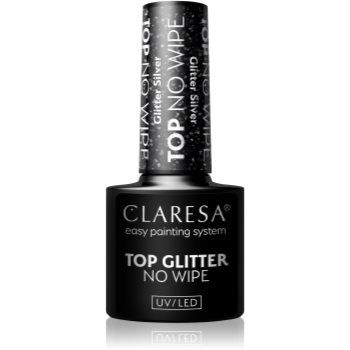 Claresa UV/LED Top Glitter No Wipe lac gel de unghii pentru acoperirea superioară strălucitor