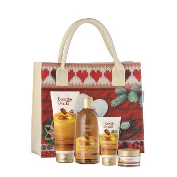 Set cadou festiv, hidratare completa corp, cu extract de ulei de argan, ambalaj textil ieftin