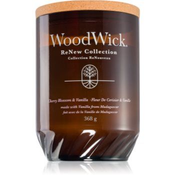 Woodwick Cherry Blossom & Vanilla lumânare parfumată cu fitil din lemn de firma original