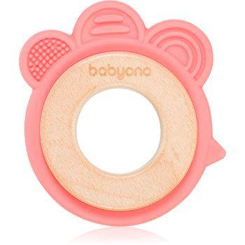 BabyOno Wooden & Silicone Teether jucărie pentru dentiție