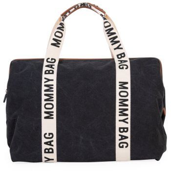Childhome Mommy Bag Canvas Black geantă de schimbat scutece de firma original