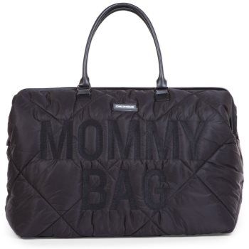 Childhome Mommy Bag Puffered Black geantă de schimbat scutece
