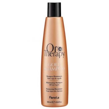 Sampon Iluminator cu Extract de Trandafir, Aur 24K si Protectie UV - Fanola Oro Therapy Gold Shampoo Illuminating All Hair Types, 300 ml