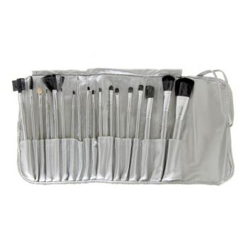 Set 18 pensule pentru make-up, Global Fashion, culoare argintie ieftina