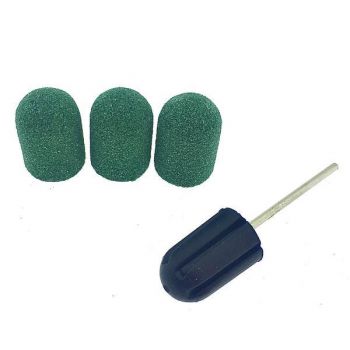 Set suport si 3 bucati smirghel rezerva pentru freza unghii, 16*25mm, verde, granulatie 80 de firma original
