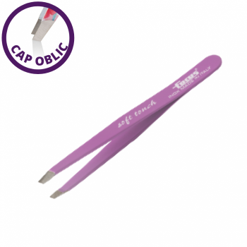 Penseta pentru sprancene FOCUS SOFT cu cap oblic  - LILIAC (mov deschis)