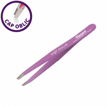 Penseta pentru sprancene FOCUS SOFT cu cap oblic - LILIAC (mov deschis) ieftina