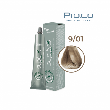Vopsea de par profesionala fara amoniac SUPERB.COLOR 100 ml - Pro.Co - 9 01  BLOND SUPER DESCHIS CENUSIU
