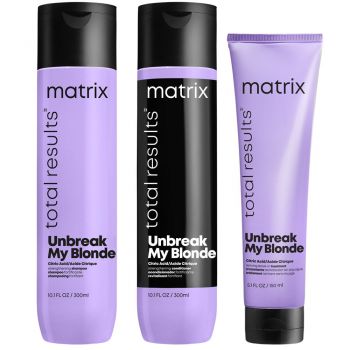 Matrix Unbreak My Blonde - Pachet fortifiant par blond natural sau vopsit (sampon+balsam 300ml+ tratament 150ml)