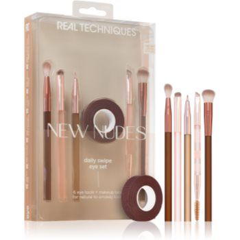 Real Techniques New Nudes set de pensule pentru machiajul ochilor de firma originala