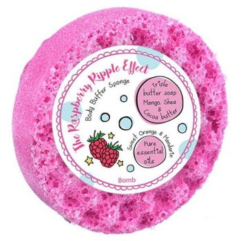 Sapun cu burete pentru masaj Raspberry Ripple Effect, Bomb Cosmetics, 200 g de firma original