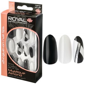 Set 24 Unghii False ROYAL Glue-On Nail Tips, Mystique Almond, Adeziv Inclus 3 g