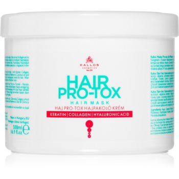 Kallos Hair Pro-Tox Masca pentru par deteriorat cu ulei de cocos, acid hialuronic si colagen ieftina