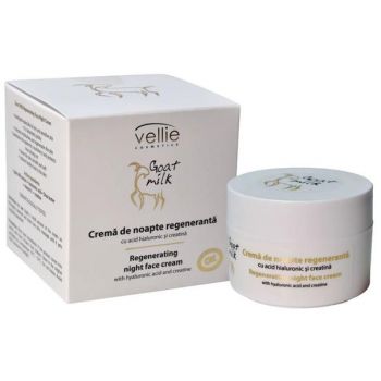 Crema de Noapte Regeneranta cu Acid Hialuronic si Creatina - Vellie Cosmetics Goat Milk, 50 ml ieftina