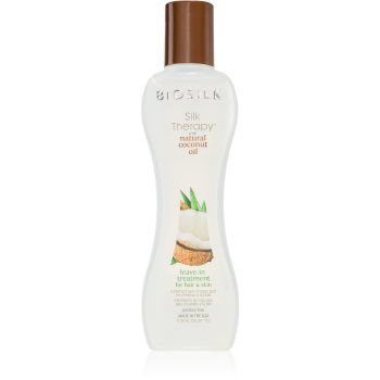 Biosilk Silk Therapy Natural Coconut Oil tratament de hidratare fara clatire de par si de corp ieftin