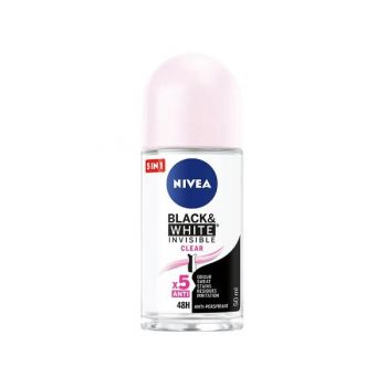 Deodorant Antiperspirant Roll-on Fara Urme pentru Femei - Nivea Black&White Invisible Clear, 50ml