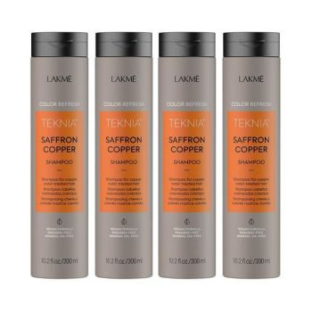 Sampon pentru parul vopsit aramiu, Lakme, Saffron Copper, 4x300 ml