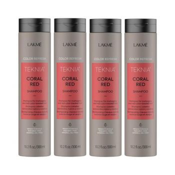 Sampon pentru parul vopsit rosu, Lakme, Coral Red, 4x300 ml