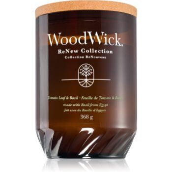 Woodwick Tomato Leaf & Basil lumânare parfumată