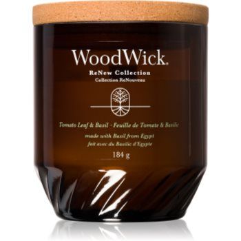 Woodwick Tomato Leaf & Basil lumânare parfumată