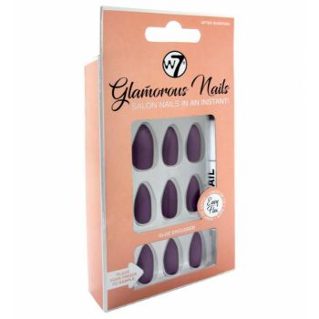Kit 24 Unghii False W7 Glamorous Nails, After Sundown, cu adeziv inclus si pila de unghii