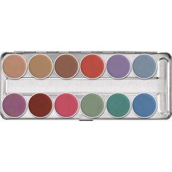 Paleta make up Kryolan Aquacolor P 12 culori pentru fata si corp 40ml