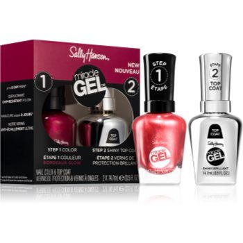 Sally Hansen Miracle Gel™ set de lacuri de unghii și top coat 940 Bordeaux-Glow culoare