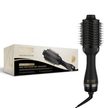 Perie electrica fixa Hot Tools One-Step Blow Dry Volumiser, Pro Artist Black Gold collection, 3 trepte de temperatura, HTDR1090BGUKE