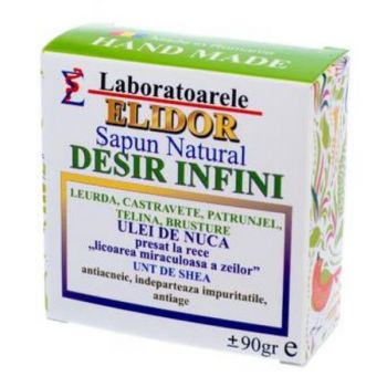 Sapun Solid hidratant, detoxifiant, antiimbatranire cuUlei de nuca presat la rece, extract de leurda, castravete, patrunjelL, telina, brusture Desir Infini Elidor, 90 g de firma original