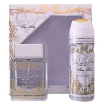 Set Apa de Parfum, 100 ml + Deodorant Spray, 50 ml, pentru Femei - Lattafa Perfumes, Pure Musk, 1 set
