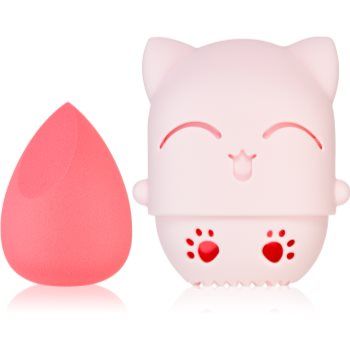 BrushArt Accessories Cutie Cat travel case with make-up sponge burete pentru aplicarea machiajului cu trusă de călătorie