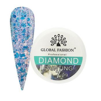 Gel color cu sclipici, Global Fashion,Diamond Painting Glitter Gel, 5 gr, Albastru 07 ieftin