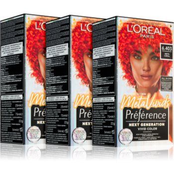 L’Oréal Paris Préférence Meta Vivids vopsea de păr semipermanentă culoare 6.403 Meta Coral