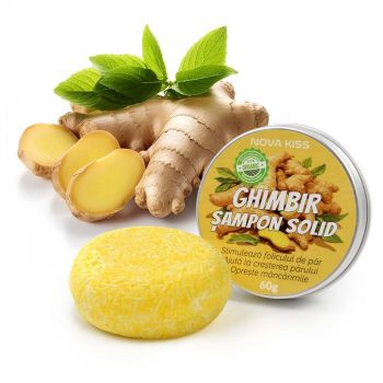 Sampon cu Ghimbir Organic Impotriva Caderii Parului, Efect Regenerator, 100% Natural, NOVA KISS 60 g Sampon cu Ghimbir Organic Impotriva Caderii Parului, Efect Regenerator, 100% Natural, NOVA KISS 60 g