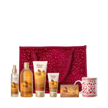 Set cadou ingrijire completa corp, cu extract de argan,in ambalaj textil ieftin